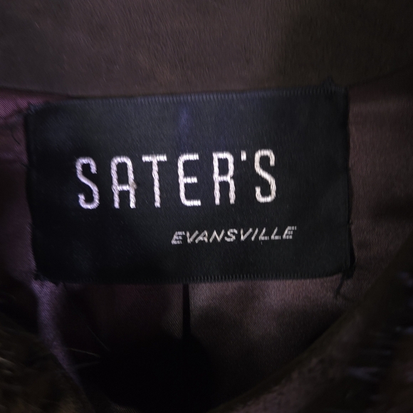 Vintage Saters Suade Coat Fur Collar Brown Size 8 3/4 Sleeve‎ 60s Old Money - Picture 3 of 10